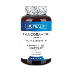 Glucosamina Condroitina MSM Complex Nutralie en comprimidos, 120 unidades. Suplemento formulado para apoyar la salud articular, mejorar la flexibilidad y fortalecer el cartílago. Ideal para aliviar molestias y mejorar la movilidad