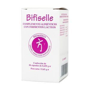 Bifiselle Probiótico Bromatech en cápsulas, 30 unidades. Suplemento diseñado para promover la salud digestiva, mantener el equilibrio de la flora intestinal y apoyar la función gastrointestinal. Ideal para mejorar la digestión y el bienestar intestinal general