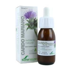 Extracto Natural de Cardo Mariano Soria Natural en frasco de 50 ml. Suplemento formulado para apoyar la salud hepática y la detoxificación del organismo. Ideal para promover la función del hígado y ayudar en la limpieza natural del cuerpo