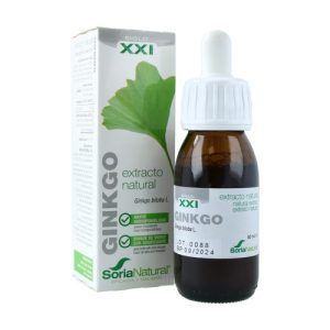 Extracto de Ginkgo Biloba Soria Natural en frasco de 50 ml. Suplemento natural diseñado para apoyar la salud cognitiva, mejorar la memoria y la concentración, y favorecer la circulación sanguínea. Ideal para promover el bienestar mental y cardiovascular