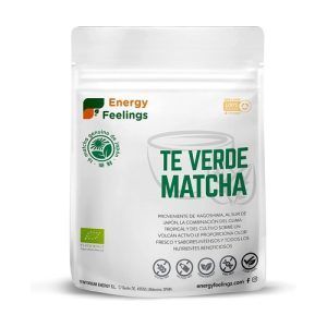 Té verde matcha en polvo Premium de Japón Energy Feelings, en envase de 200 gramos. Este matcha de alta calidad está elaborado para ofrecer un sabor intenso y beneficios antioxidantes, ideal para preparar bebidas y mejorar el bienestar general.