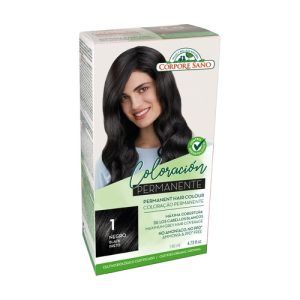 Tinte Negro (1) Corpore Sano en envase de 140 ml, un tinte capilar que proporciona un color negro profundo y uniforme, formulado para ofrecer una cobertura completa y duradera con ingredientes que cuidan el cabello.