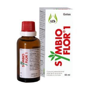 Symbioflor 1 probiótico de Symbiopharm Cobas en envase de 50 ml. Suplemento líquido diseñado para mejorar el equilibrio de la flora intestinal. Contiene cepas específicas de bacterias probióticas que apoyan la salud digestiva, favorecen la digestión y fortalecen el sistema inmunitario