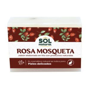 Jabón Natural Rosa Mosqueta Pieles Delicadas Sol Natural en envase de 100 gr, un jabón formulado con rosa mosqueta para cuidar y suavizar las pieles delicadas.