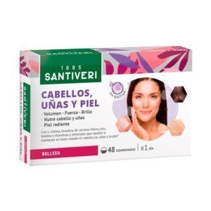Multivigor (Piel, Pelo y Uñas) de Santiveri en envase de 48 comprimidos, formulado para apoyar la salud de la piel, el cabello y las uñas, con una combinación de vitaminas y minerales esenciales para fortalecer y mejorar estos tejidos.