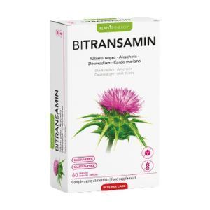 Envase de 60 cápsulas de Bitransamin de Intersa, un complemento alimenticio diseñado para apoyar la función hepática y mejorar la salud del hígado