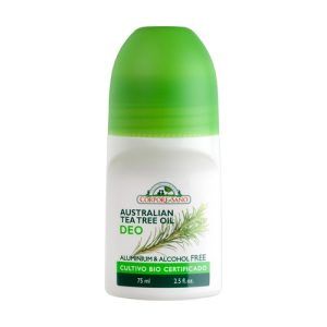 Desodorante Roll-On Árbol del Té Corpore Sano en envase de 75 ml, un desodorante natural con extracto de árbol del té que proporciona protección efectiva y frescura.