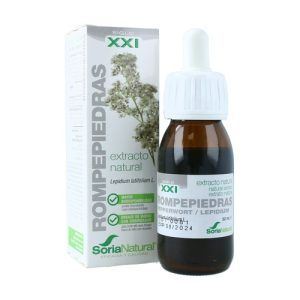 Extracto de Rompepiedras de Soria Natural en envase de 50 ml. Suplemento natural utilizado para apoyar la salud del sistema urinario y favorecer la eliminación de cálculos renales. Ideal para promover el bienestar del tracto urinario y ayudar en la disolución de piedras en los riñones y la vejiga