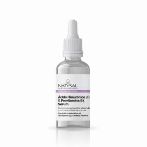 Sérum Ácido Hialurónico 4D con Provitamina B5 de Natysal en envase de 20 ml. Este sérum está formulado para proporcionar una hidratación intensa y duradera. El ácido hialurónico 4D actúa en diferentes capas de la piel para mejorar su hidratación y elasticidad, mientras que la provitamina B5 contribuye a suavizar y regenerar la piel. Ideal para todo tipo de piel, este sérum ayuda a reducir las líneas finas y a mantener la piel hidratada y revitalizada.
