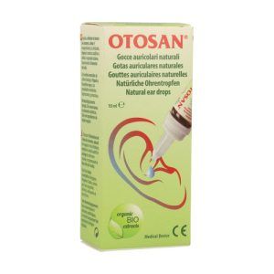 Gotas para Oídos Otosan 10 ml. Solución natural para el cuidado y limpieza de los oídos, formulada con ingredientes que alivian la incomodidad y mantienen la salud auditiva.
