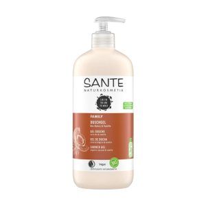 Gel de Ducha Bio Coco y Vainilla Sante en envase de 500 ml, un gel de ducha bio con fragancia natural de coco y vainilla para una experiencia de baño suave y aromática.