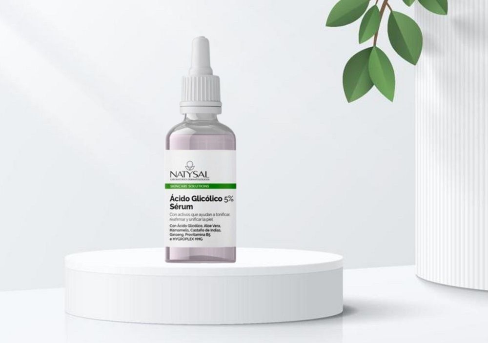 Imagen del Sérum Ácido Glicólico 5% Natysal, un tratamiento exfoliante y regenerador para mejorar la textura y luminosidad de la piel